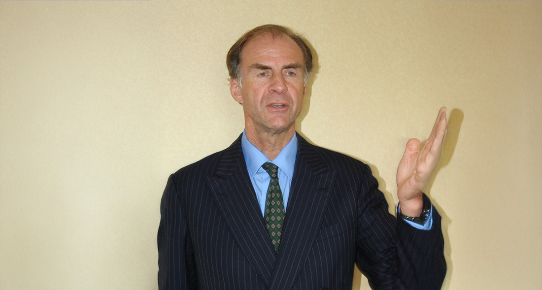 Ranulph Fiennes presenting